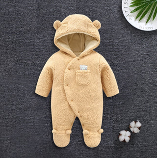 Baby clothes lamb winter cotton padded clothes baby newborn baby skin thickening climb Siamese clothes cotton - Phosgene