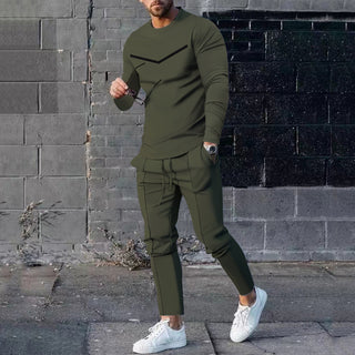 Round Neck Long Sleeve T-shirt Trousers Suit Men Phosgene