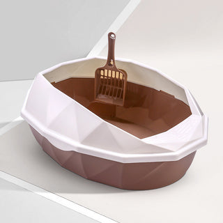 Plastic Anti-sputtering Diamond-shaped Semi-enclosed Cat Litter Box - Phosgene