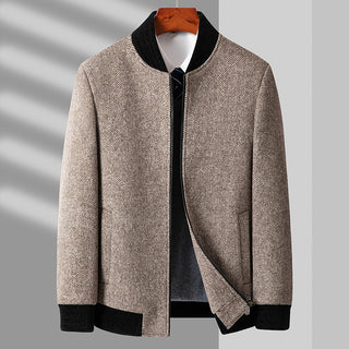 Business Casual Cotton And Thickening Stand Collar Zipper Woolen Jacket - Phosgene