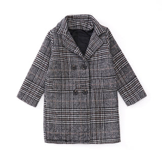 Gray plaid houndstooth coat for girls - Phosgene