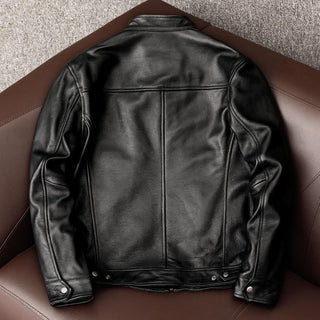 Leather Men's Stand Collar Leather Jacket Coat Youth - Phosgene