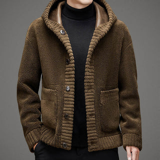 Fur-integrated Double-sided Cashmere Hooded Jacket - Phosgene