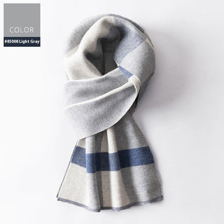 Wool Scarf Men's Winter Plaid Double-sided Scarf - Phosgene