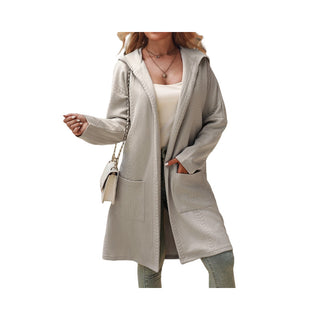 Women's Texture Loose Hooded Mid-length Trench Coat - Phosgene