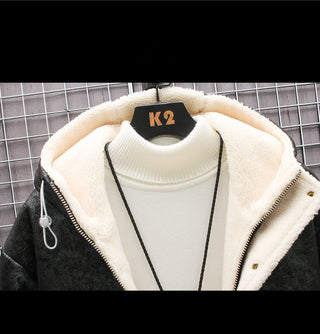 Plush Padded Jacket Jacket Youth Korean Style Slim Men's Top - Phosgene