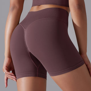 Hip Raise Skinny High Elastic Yoga Shorts - Phosgene