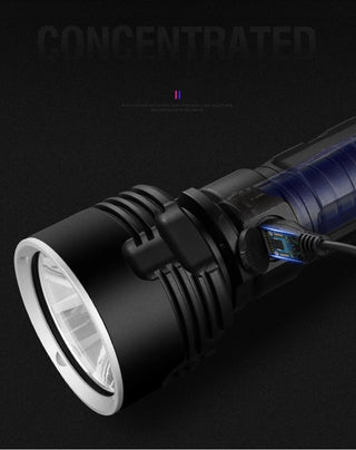 Strong Flashlight Focusing Led Flash Light Rechargeable Super Bright LED Outdoor Xenon Lamp - Phosgene