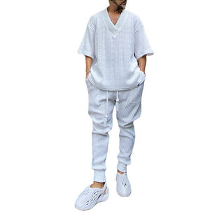 Casual Sweater Suit Men's Loose Short-sleeved T-shirt Trousers Phosgene