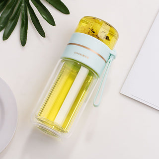 Glass Water Bottle With Tea Infuser Filter Tea Separation Double Wall Glass Bottle Leakproof Water Bottle - Phosgene