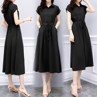 Waist-tight Slimming Elegant Long Dress Casual Polo Shirt Skirt - Phosgene