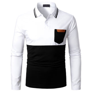 Men's POLO Shirt Two-color Stitching Cowhide Phosgene