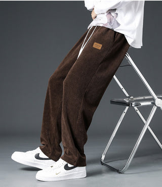 Autumn And Winter Trendy Brand Straight Wide-leg Casual Corduroy Thickened Fleece Pants - Phosgene