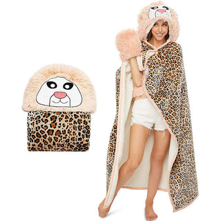 Leopard Print Hooded Blanket Cloak - Phosgene