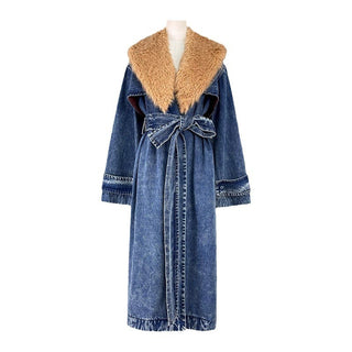 Women's Fashion Denim Trench Coat - Phosgene