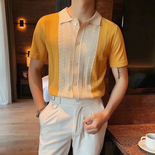 Short-sleeved T-shirt Men's Knitted Lapel Half Sleeve Bottoming Shirt Top Phosgene