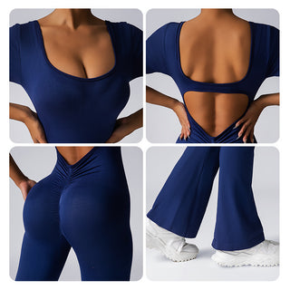 Beauty Back Hip Lifting One-piece Bell-bottom Pants Yoga Clothes - Phosgene