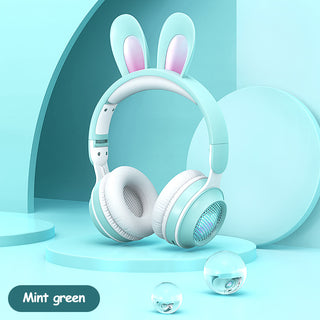 Rabbit Ear Headphones Wireless Luminous Extendable Wheat Headphones - Phosgene