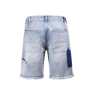 High Street Washed Overalls Daddy Pants Retro Cat Beard Denim Shorts Phosgene