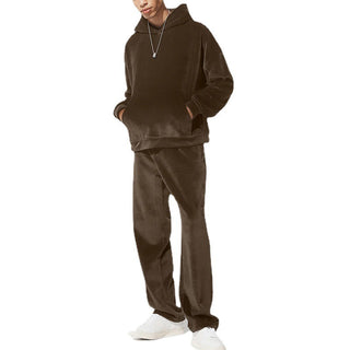 Men's Fashion Casual Plush Sweater Pants Suit Phosgene