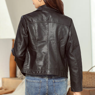 New Fashion Simple Trendy Short Leather Jacket Women - Phosgene