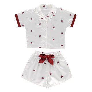 Girls Summer Cartoon Pajamas Short-sleeved Shorts Two-piece Suit - Phosgene