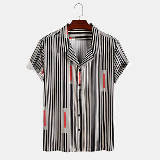 Summer Striped Men's Short Sleeve Thin Slim Fit Phosgene