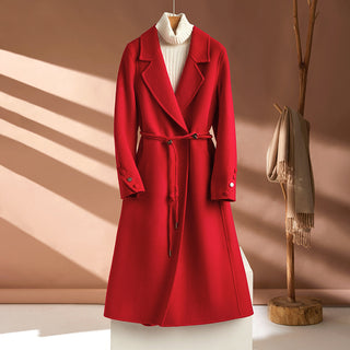 Autumn And Winter New Long Suit Collar Cashmere Coat For Women - Phosgene