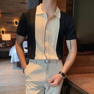 Short-sleeved T-shirt Men's Knitted Lapel Half Sleeve Bottoming Shirt Top Phosgene