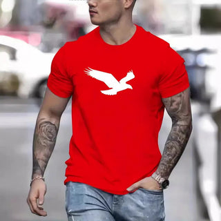 3D Digital Printing Eagle Solid Color Men's Casual Short-sleeved T-shirt Phosgene