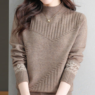 Half Turtleneck Brocade Sweater Loose - Phosgene