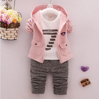 spring and autumn new boys and girls zipper striped trousers suit children's suit - Phosgene