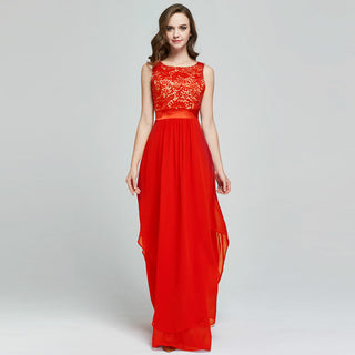 Lace spliced chiffon dress - Phosgene