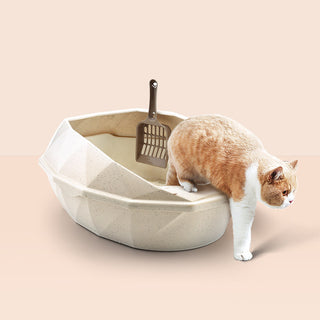 Plastic Anti-sputtering Diamond-shaped Semi-enclosed Cat Litter Box - Phosgene