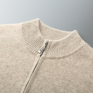 Pure Wool Knit Double-strand Thickening Stand Collar Cashmere Cardigan - Phosgene