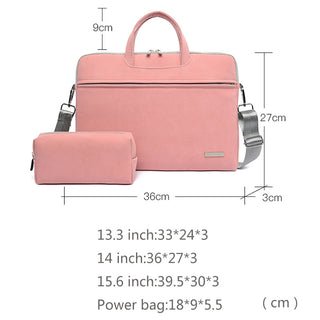 PU Leather Women Laptop Bag Notebook Carrying Case Briefcase For Macbook Air 13.3 14 15.6 Inch Men Handbags Shoulder Mouse Bag - Phosgene