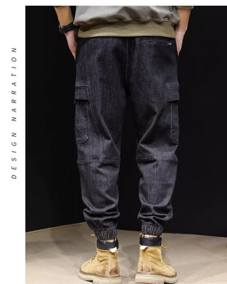 Men's Loose Retro Elastic Waist Jeans Phosgene