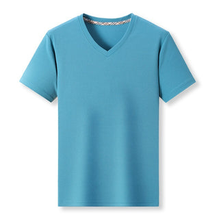 Men's Thin Casual Solid Color And V-neck Short-sleeved T-shirt Phosgene