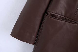 Women's European And American Style PU Leather And Leather Pants Suit - Phosgene