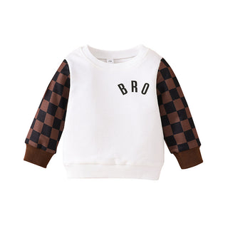 Infants And Toddlers Fall Long-sleeved Tops Fashion Plaid Sweatshirt - Phosgene