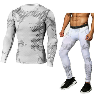 Camouflage Compression Baselayer Set Sports Compression Set Long Sleeve T-Shirt Tights Exercise Clothes Workout Bodysuit Fitness Suits For Men - Phosgene