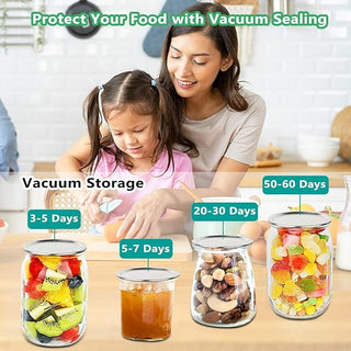 Electric Mason Jar Vacuum Sealer - BINZET Mason Jar Vacuum Sealing Kit For Food Storage, Compatible Wide & Regular Mouth Mason Lids- Canning Jar Mason Jar Vacuum Sealer With LED Countdown Display Phosgene