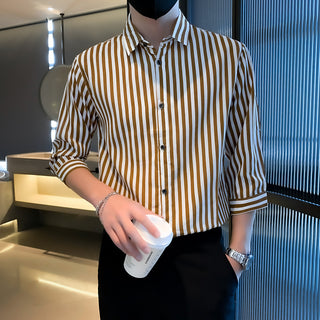 Light Cooked Style Shirt For Men With Black And White Stripes Phosgene