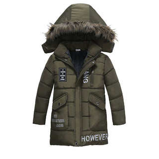 Boys Large Fur Collar Padded Warm Cotton Jacket - Phosgene