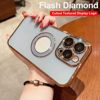 Electroplating Soft Diamond Ring Phone Case Drill Leakage Standard Mobile Phone Case Lens Film - Phosgene