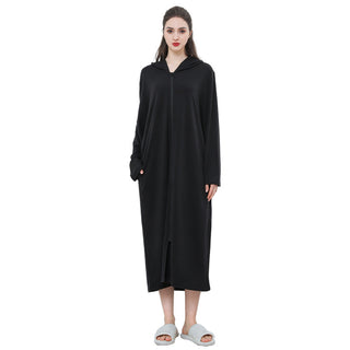 Zipper Bathrobe Couple Hooded Nightgown Thin Pajamas - Phosgene