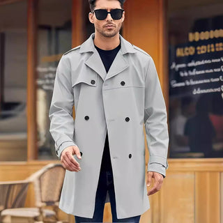 Men's Double-breasted Long-sleeved Lapel Cooked Coat - Phosgene