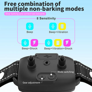 Smart Automatic Anti Barking Dog Collar Rechargeable Bark Stopper Stop Barking HD Digital Display IP67 Waterproof Collar For Dogs Pet Products - Phosgene