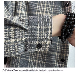 Loose Hong Kong Style Casual Coat Youth Plaid Shirt Phosgene