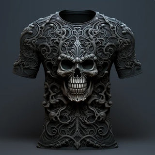 Men's 3D Skull Pattern European Hip Hop Trendy 3D Printed T-shirt Phosgene